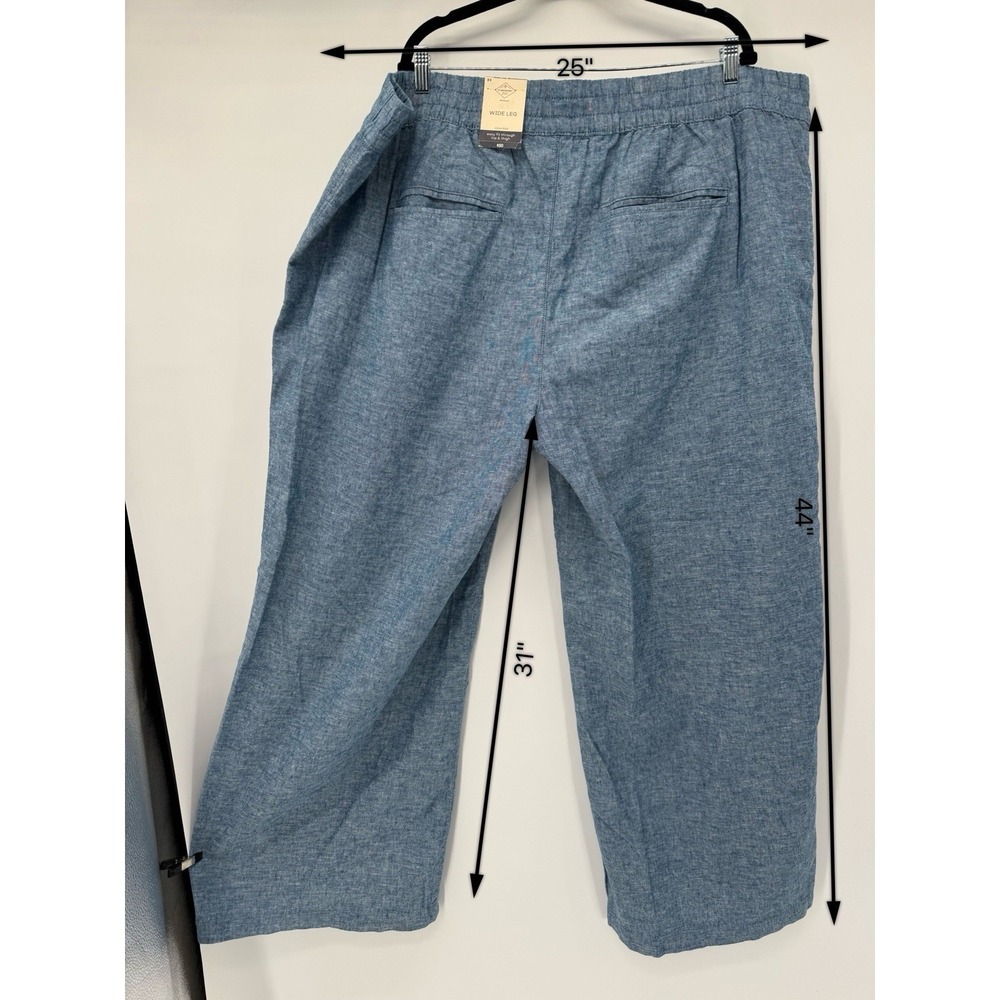 NEW St. John's Bay Chambray Wide Leg High Rise Pants 3X Coastal Beachy breathe - Picture 3 of 4